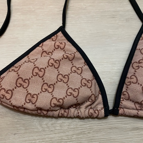 Tan and Black Logo Bikini Top - Picture 2 of 8